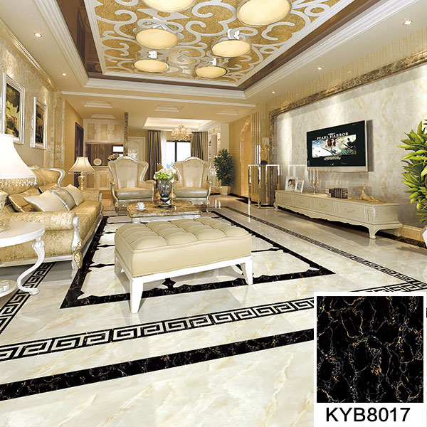 02宅男视频在线观看陶大理石瓷砖：黑金花KYB8017地面铺贴效果图